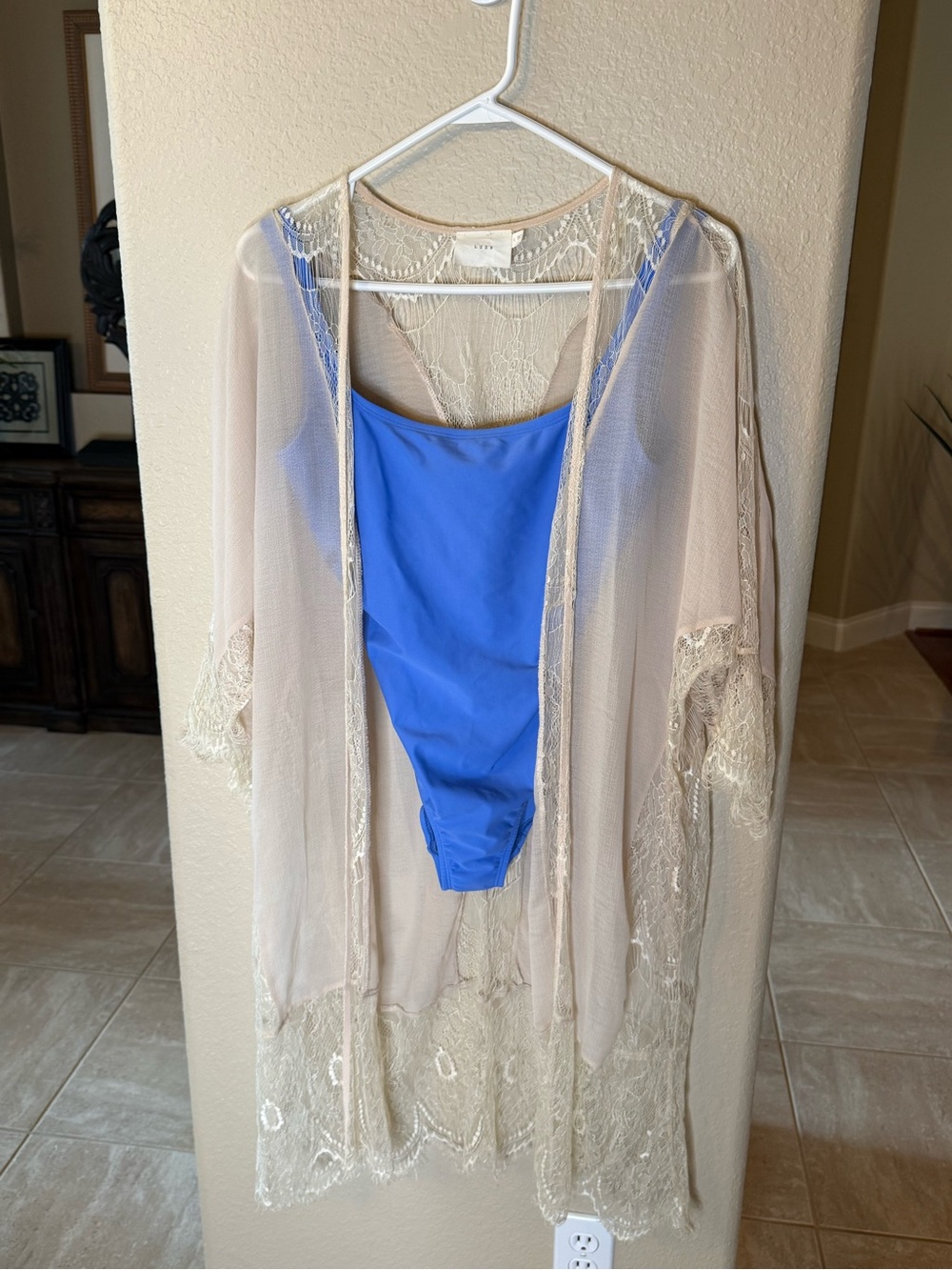 Lacey Fairy Large Long Topper Lush Lightest Airy Cream Sheer Lace Delicate Top